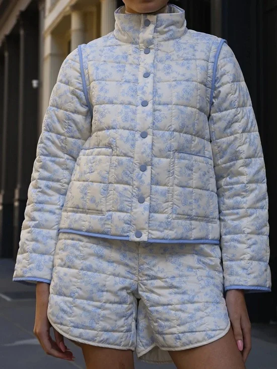 NWT YELLOW THE LABEL IRIS QUILTED SHORTS — BLUE TOILE - Picture 3 of 6